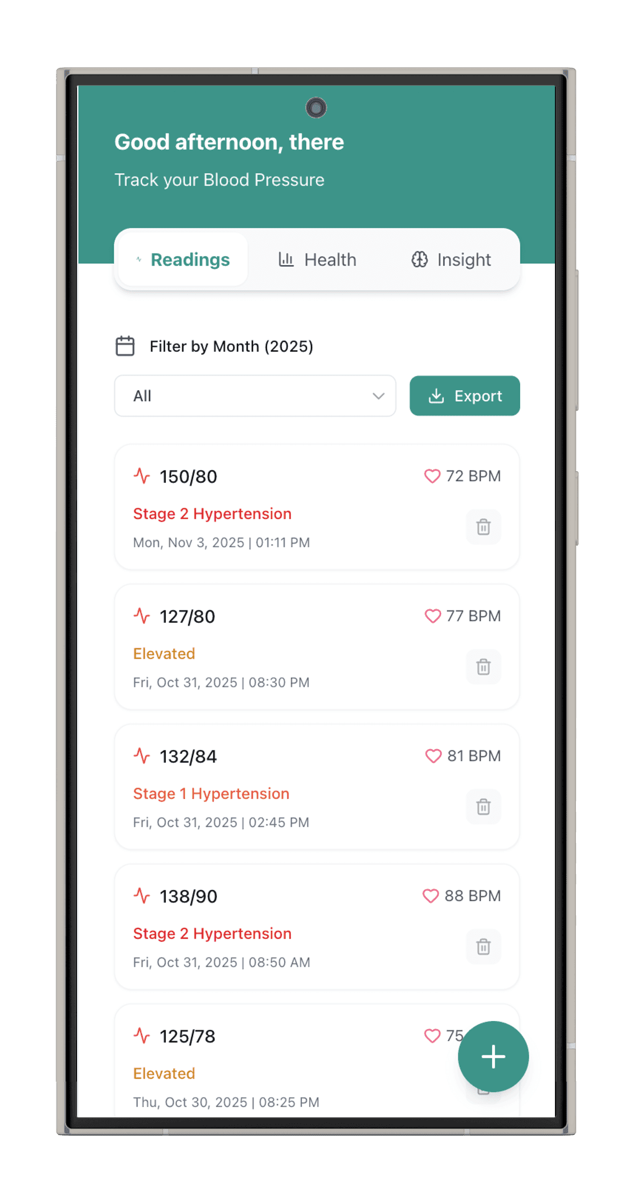 Example of BP monitor screenshot used in SnapBP
